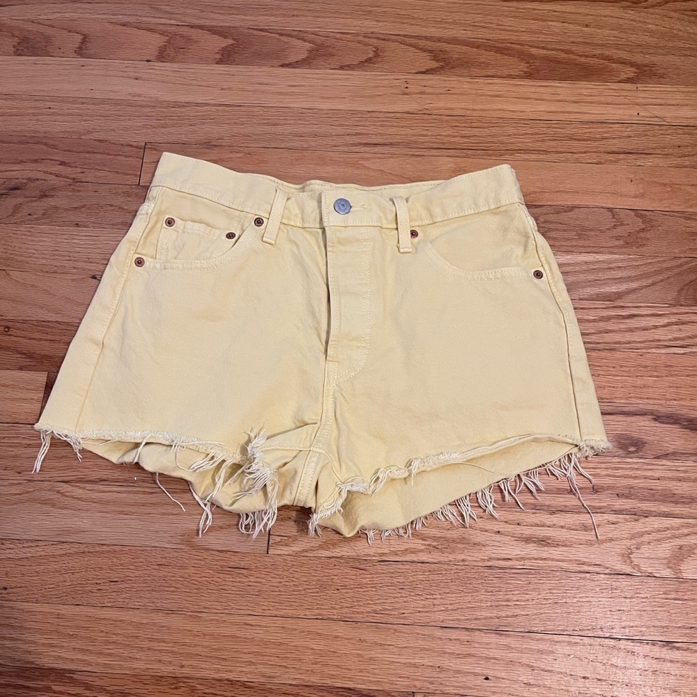 Levi's 501 Yellow Denim High Rise Jean Shorts